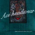 Embroidered Peacock Green Corduroy Baseball Cap